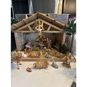 Fontanini Nativity Heirloom Set Italy 2002 Stable, Figurines, Box, Palm Trees